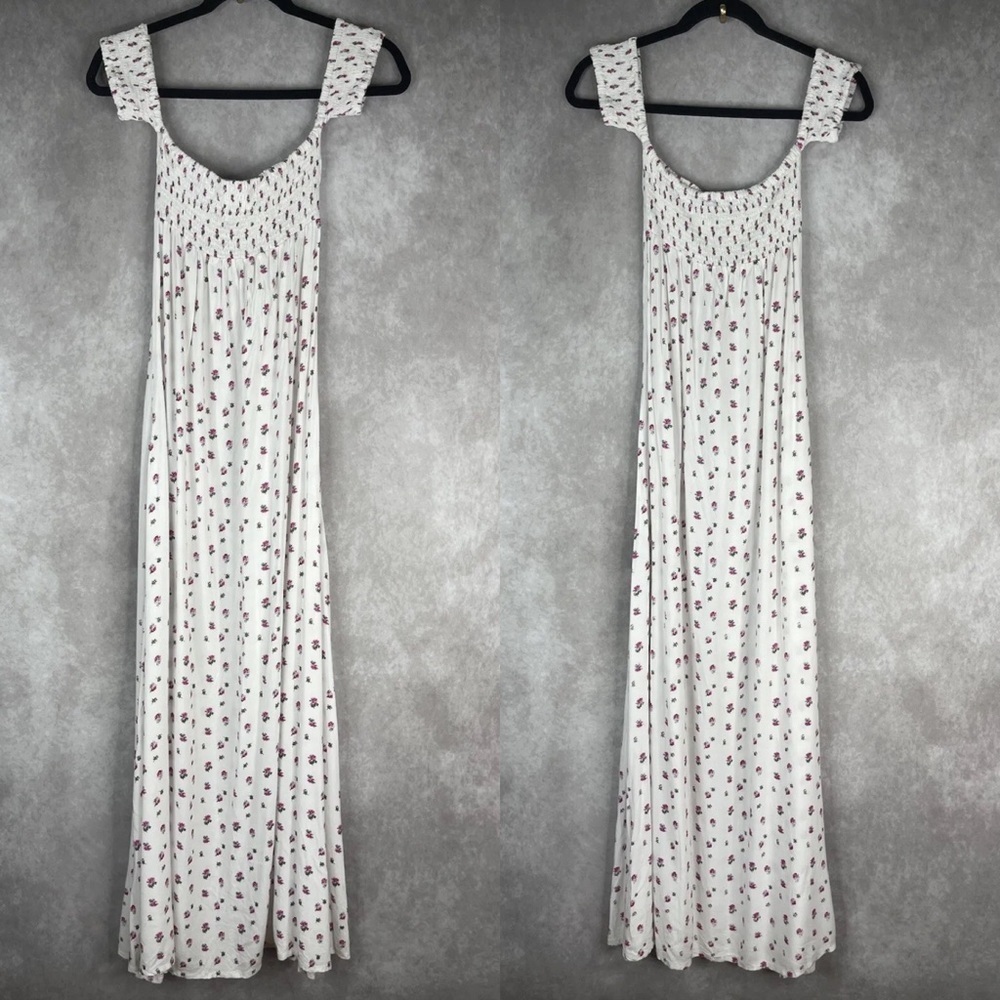 LPA Darlin Smocked Romantic Floral White Maxi Dress Women's Size XS - Picture 2 of 8